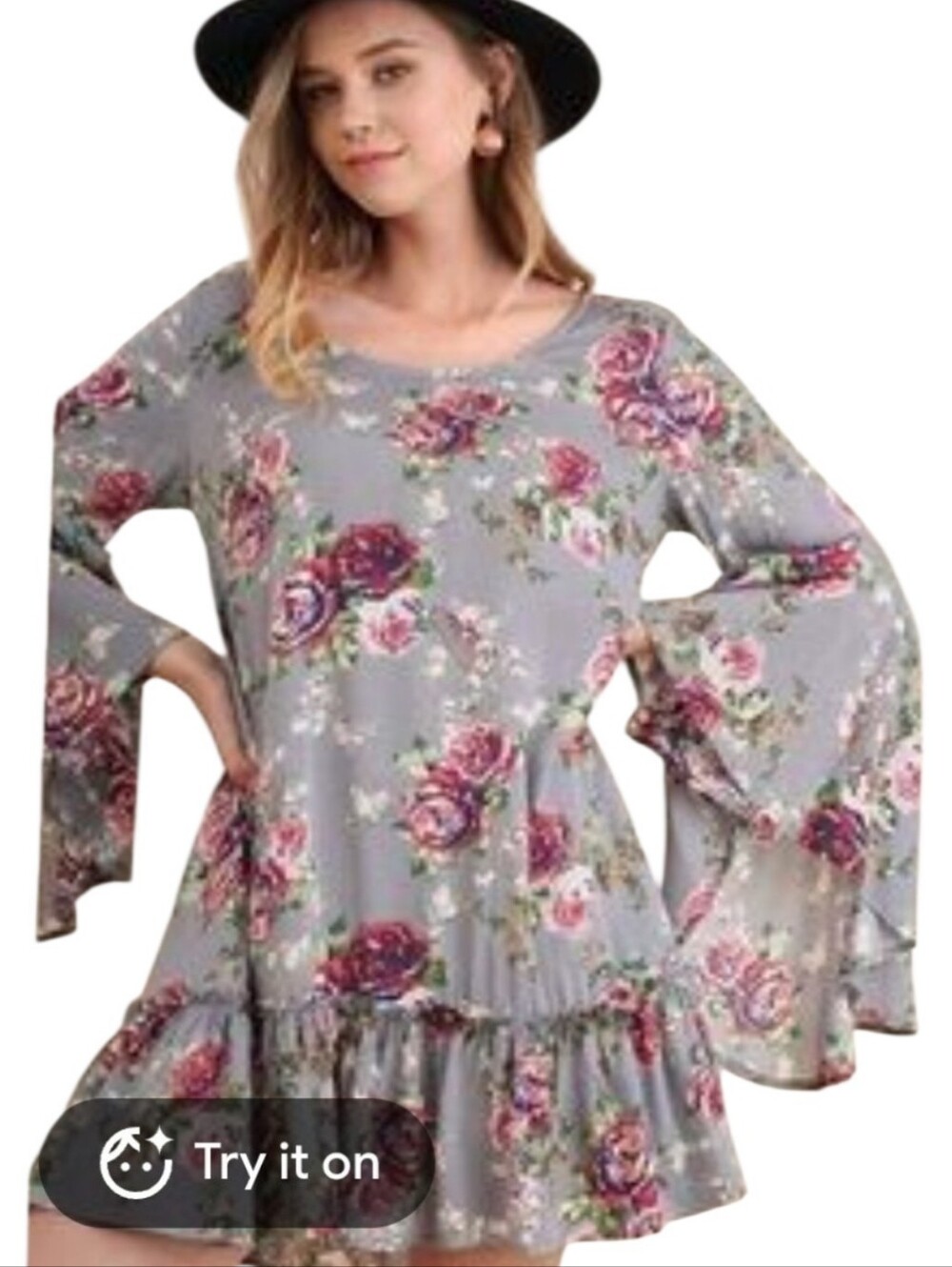 Women's Umgee Floral Print Boho Tunic Top Sz XL